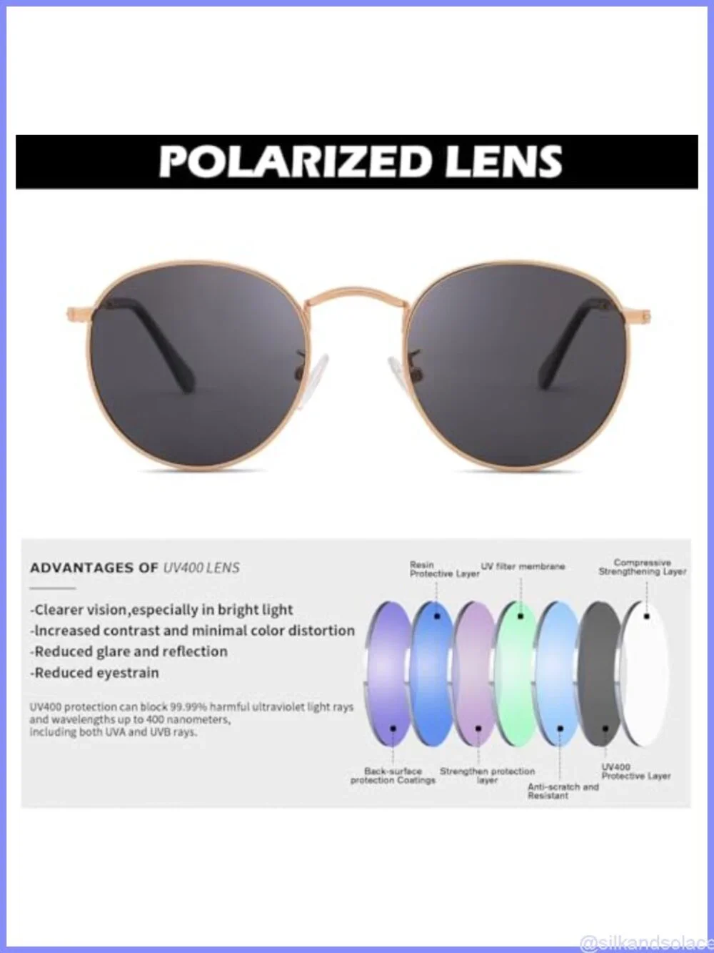 Small Round Metal Polarized Sunglasses Retro Designer Style UV400 50mm